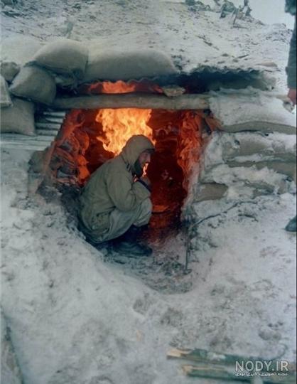 عکس آتش در یخبندان