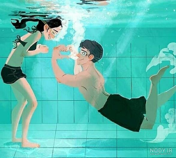 عکس عاشقانه دونفره بدون متن بنفش