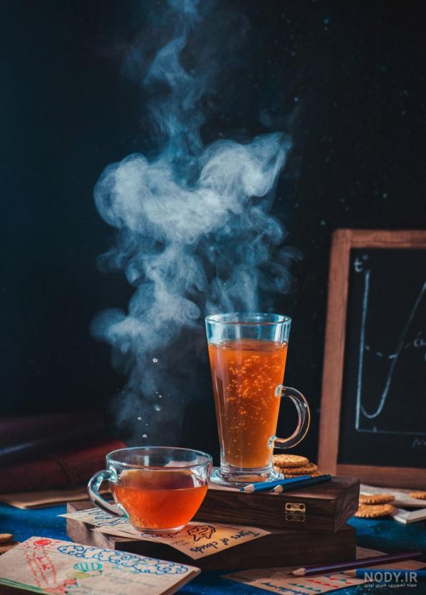 عکس فنجان چای در پاییز