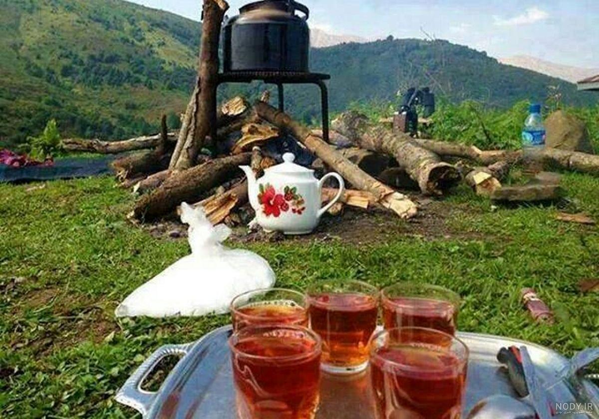 عکس چای اتیشی در زمستان