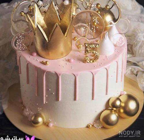 کیک تاج طلایی دخترانه