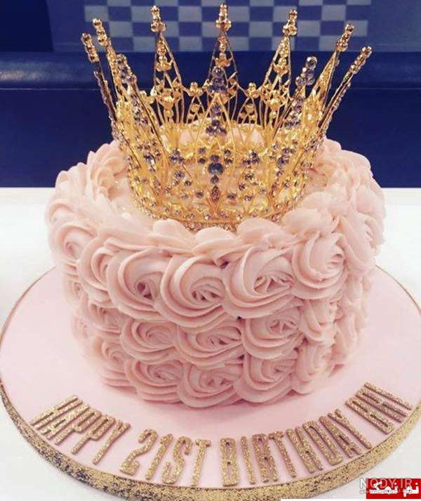 کیک تولد تاج طلایی دخترانه