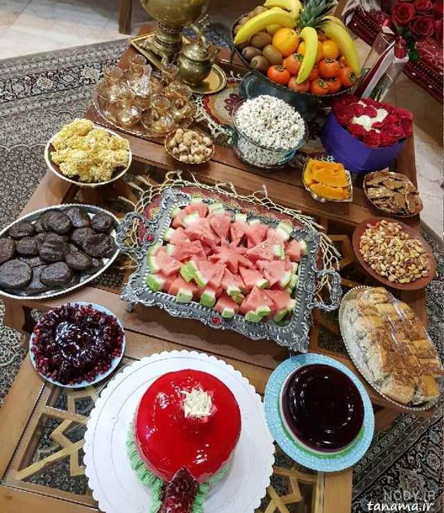 تزیین سفره شب یلدا برای عروس