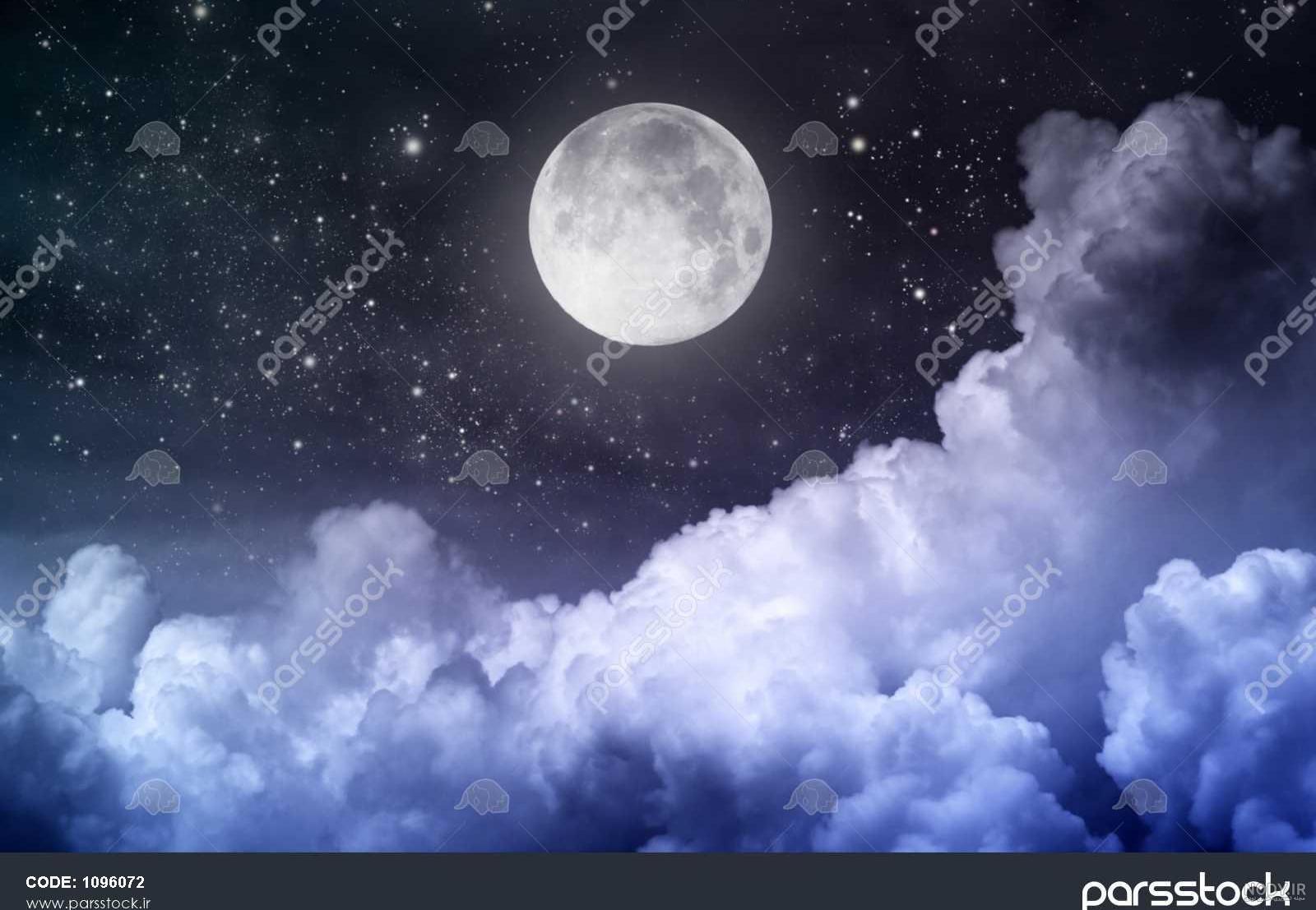 عکس شب با ماه و ستاره