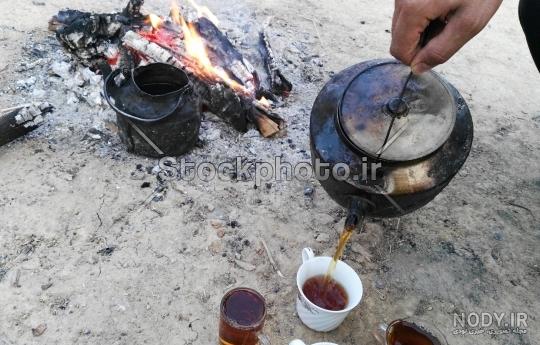 عکس چای آتیشی در کوه