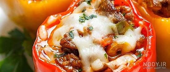 طرز تهیه فلفل دلمه ای شکم پر بدون فر طرز تهیه فلفل دلمه ای شکم پر بدون فر