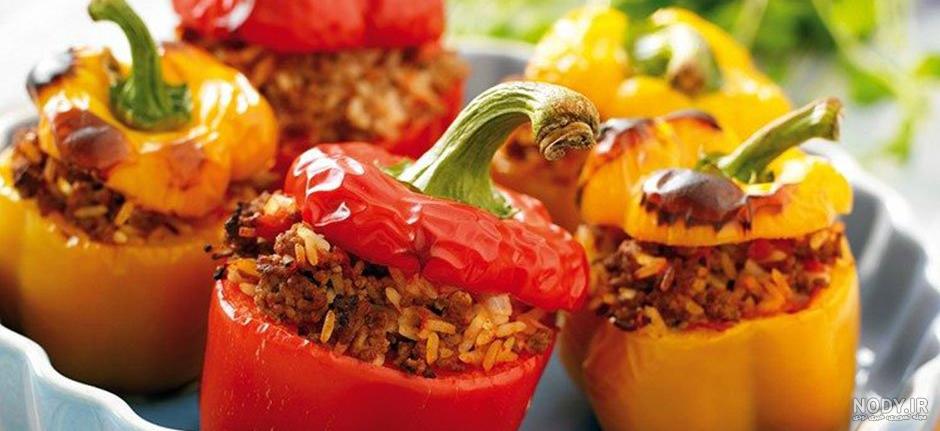 عکس غذای فلفل دلمه ای عکس غذای فلفل دلمه ای