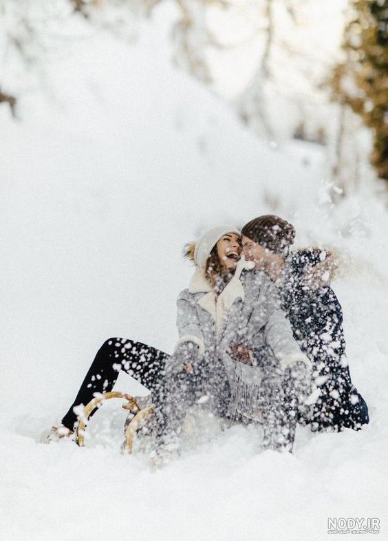 ژست عکس دونفره در برف ژست عکس دونفره در برف