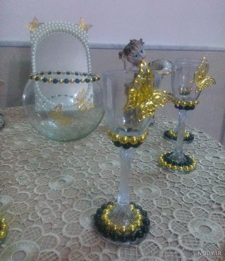 چیدمان سفره هفت سین با جام شیشه ای چیدمان سفره هفت سین با جام شیشه ای