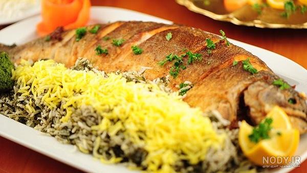 عکس غذا سبزی پلو با ماهی