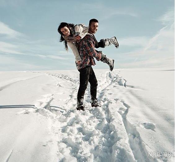 عکس دونفره عاشقانه زمستانی بدون متن