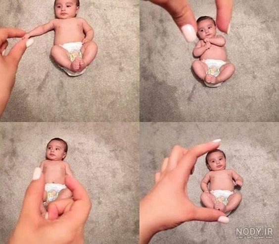 آتلیه_خانگی ایده عکس ماهگرد نوزاد در منزل