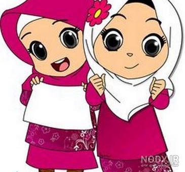 عکس دخترانه کارتونی با حجاب