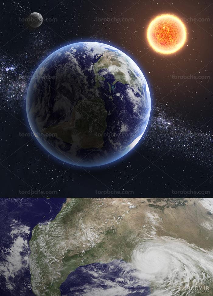 عکس خورشید و ماه و زمین