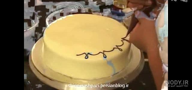 تزیین کیک با ژله بریلو بدون خامه