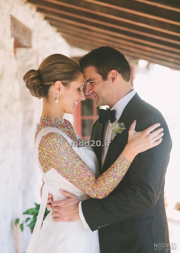 عکس عروس تنها در باغ