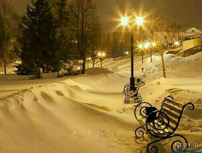 عکس شب زمستانی برفی