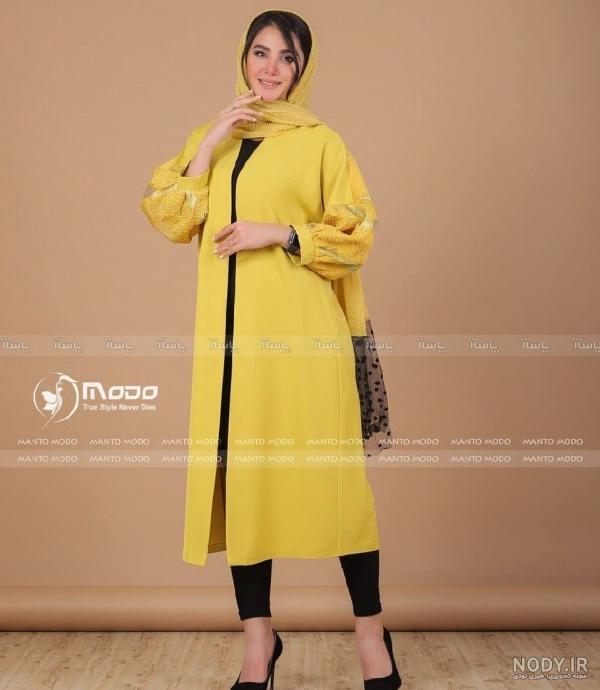 مدل مانتو زرد و طوسی
