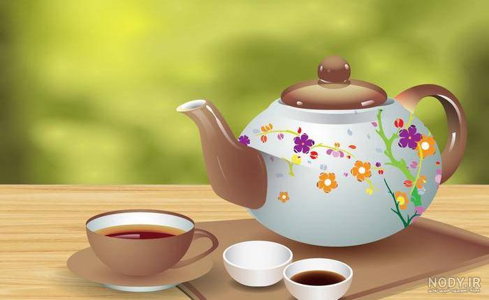 عکس فنجان چای در بهار