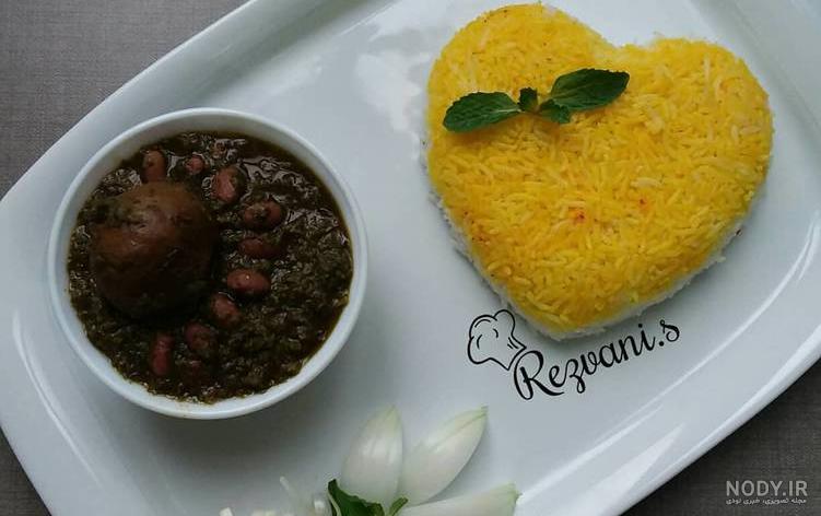 تزیین خورشت سبزی با برنج