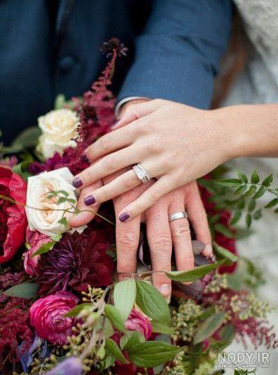 عکس دسته گل عروس با حلقه