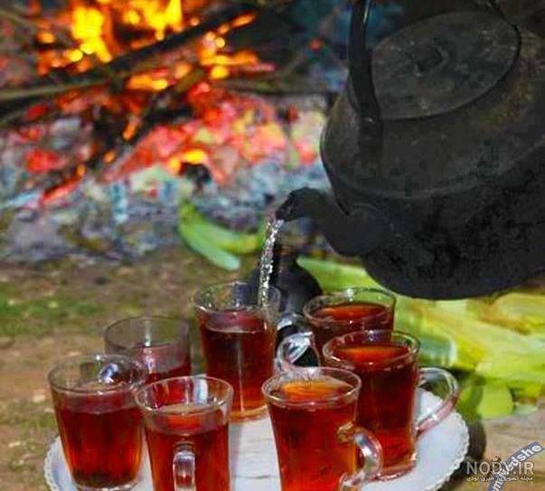 عکس چای روی آتش