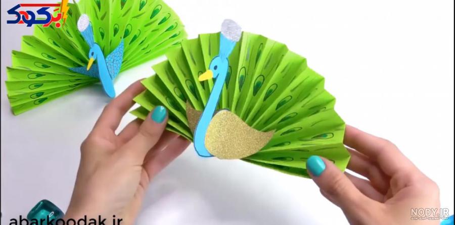 عکس کاردستی طاووس با کاغذ رنگی