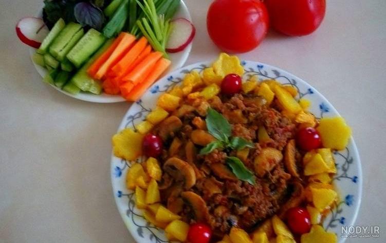 پای سیب زمینی با بادمجان و قارچ پای سیب زمینی با بادمجان و قارچ