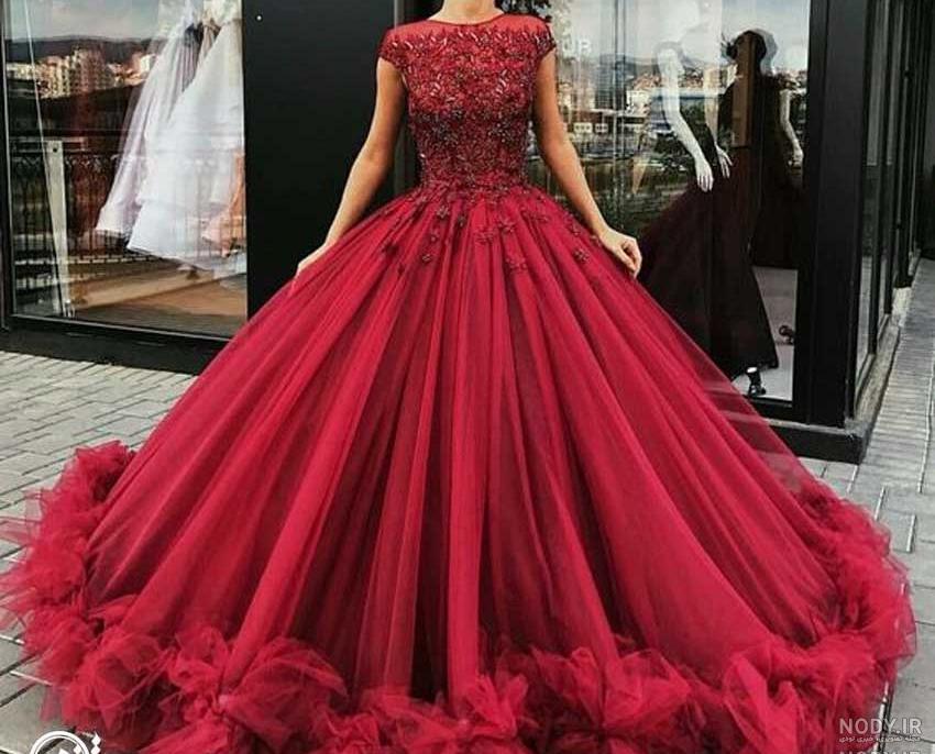 لباس عروس صورتی دنباله دار