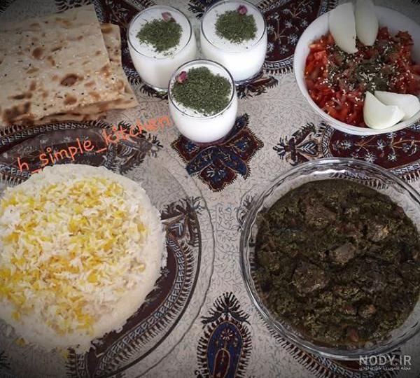 تزیین قورمه سبزی با پلو