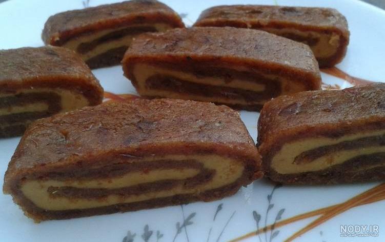 طرز تهیه رولت خرما رنگینک طرز تهیه رولت خرما رنگینک