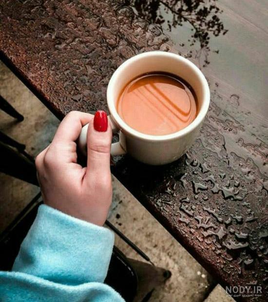 عکس فنجان قهوه در زمستان