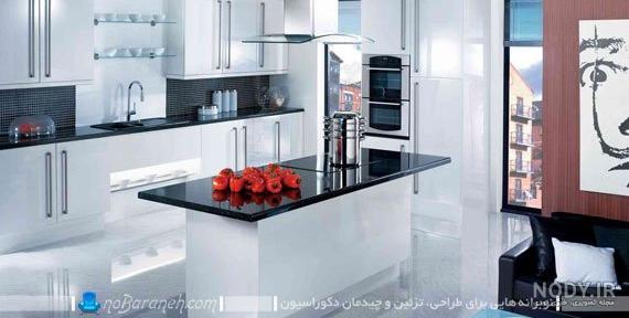 کابینت های گلاس سفید اکلیلی و طوسی