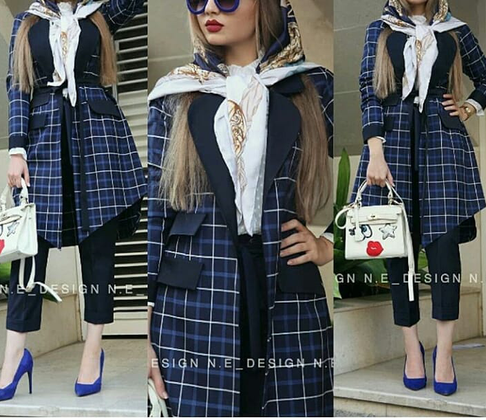 مدل مانتو چهارخونه جلو باز