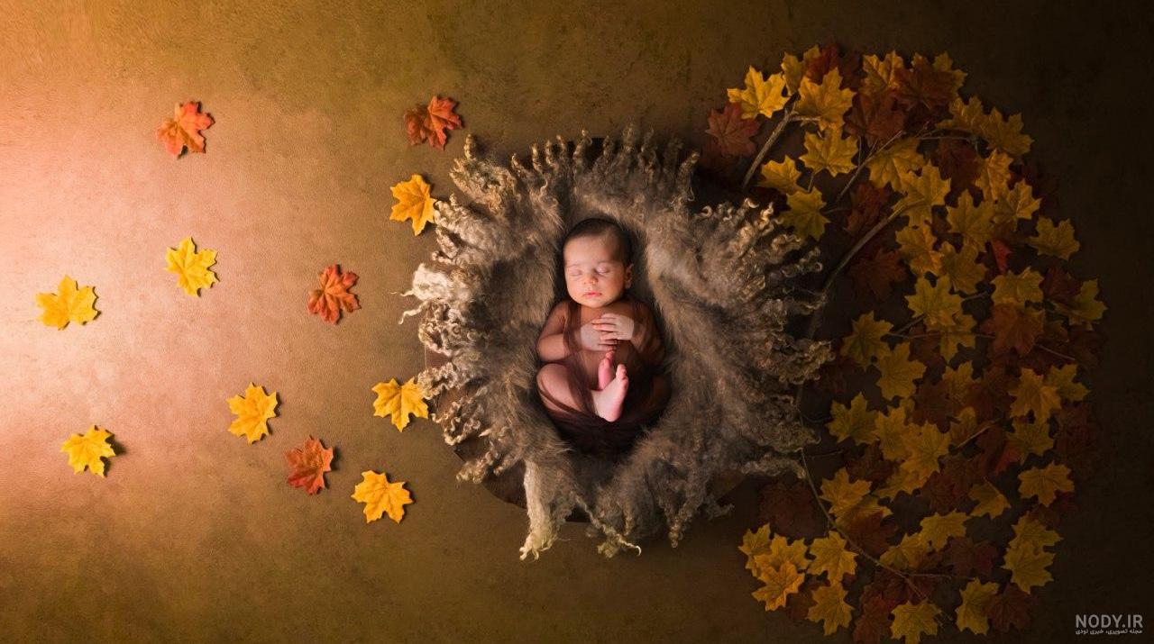 ایده عکس پاییزی کودک در منزل