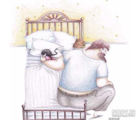 عکس پدر دختری غمگین