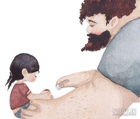 عکس پدر دختری غمگین