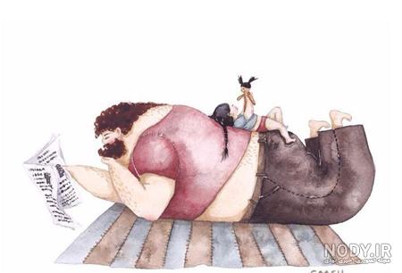 عکس پدر دختری غمگین