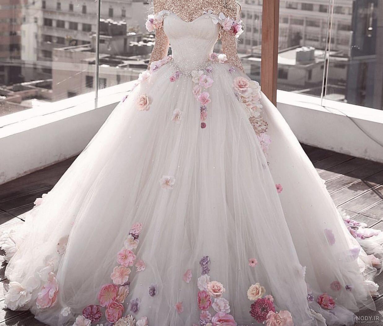 عکس لباس عروس گلدار