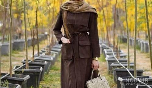 مدل مانتو کرپ قهوه ای