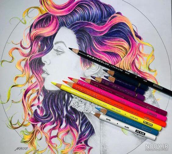 آموزش گام به گام نقاشی منظره با مداد رنگی
