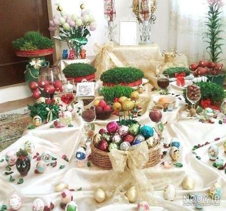 عکس سفره هفت سین ساده روی زمین