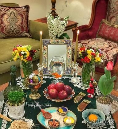 عکس سفره هفت سین ۱۴۰۰ روی زمین