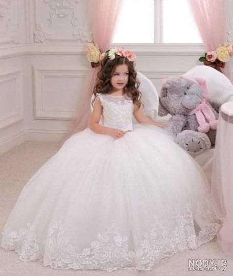 لباس عروس دخترانه دنباله دار