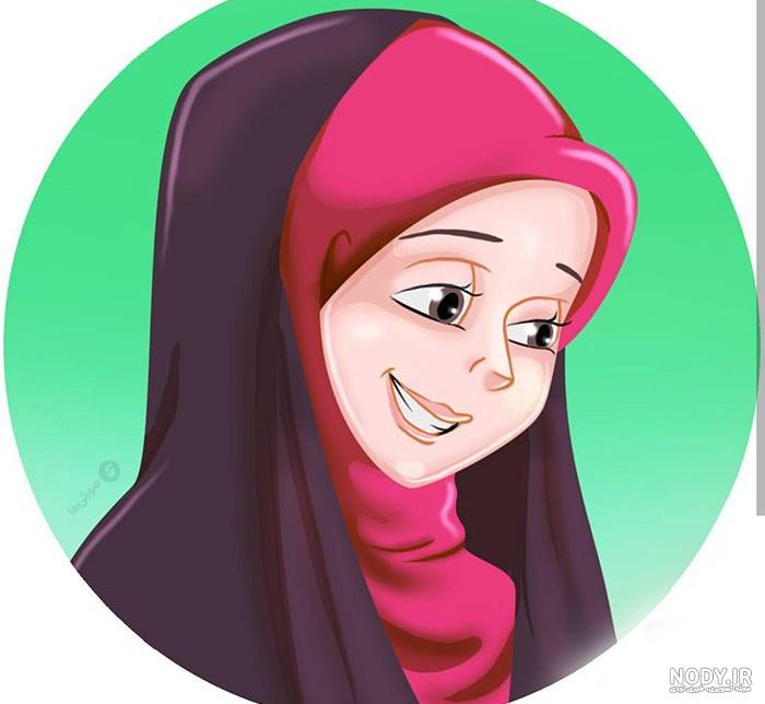 نقاشی دختر با حجاب کارتونی