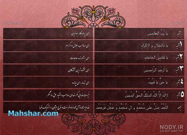 عکس ذکر ایام هفته با معنی