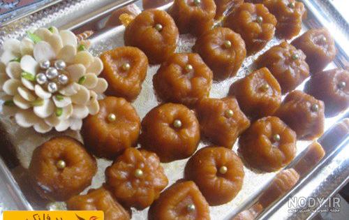 تزیین حلوا با گردو