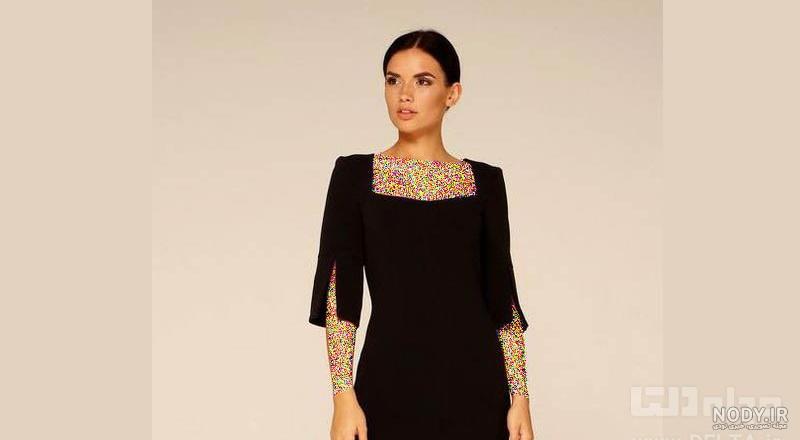 لباس مجلسی یقه ایستاده آستین دار