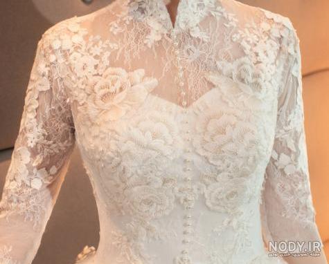 لباس مجلسی یقه ایستاده دانتل