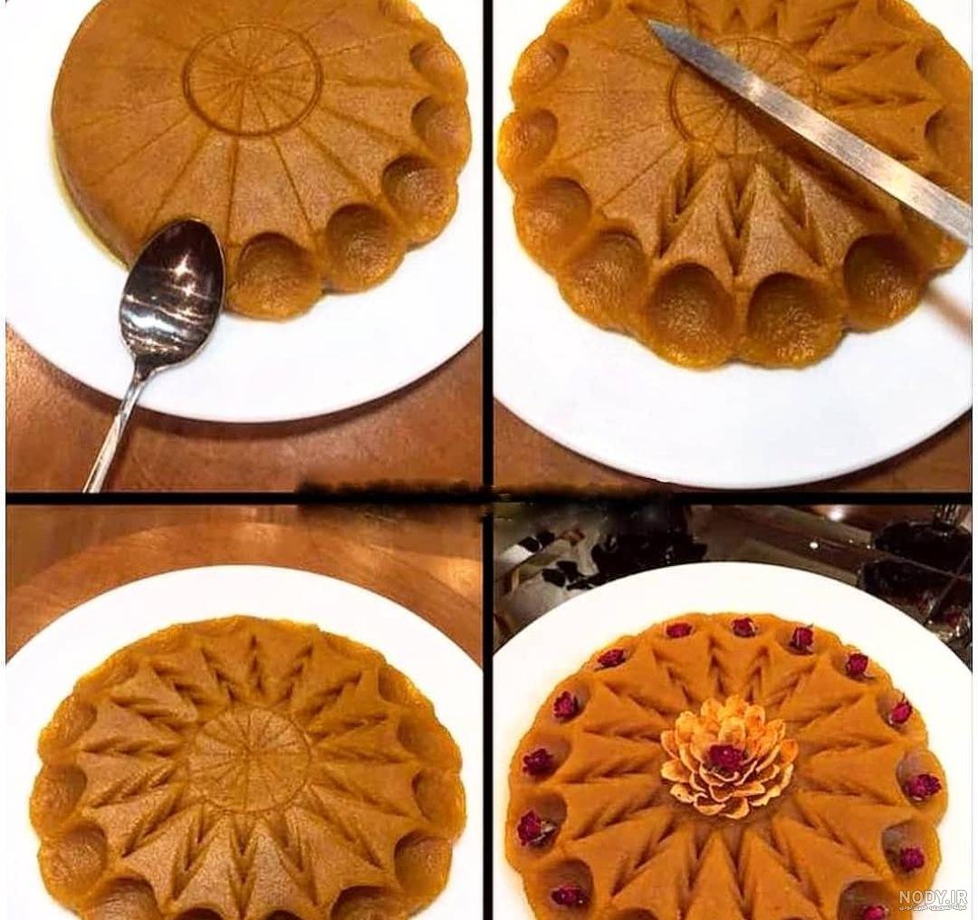 تزیین حلوا با ماسوره گل رز
